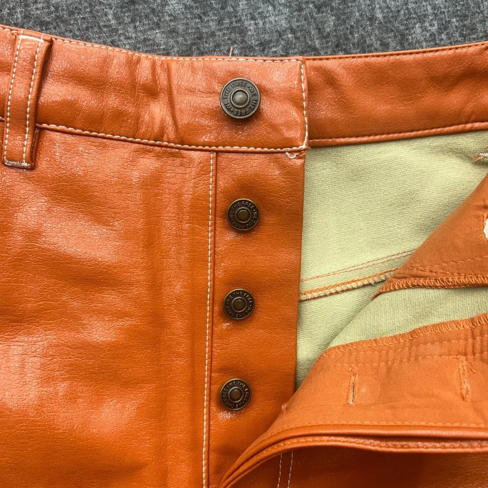 Free People We The Free It Factor Patent Vegan Leather Pants Orange 2 Streetwear